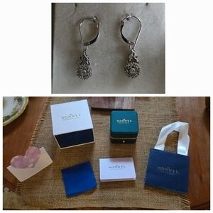 White Gold & Diamond Vintage Style Leaverback Earrings with Elegant Gift Boxes